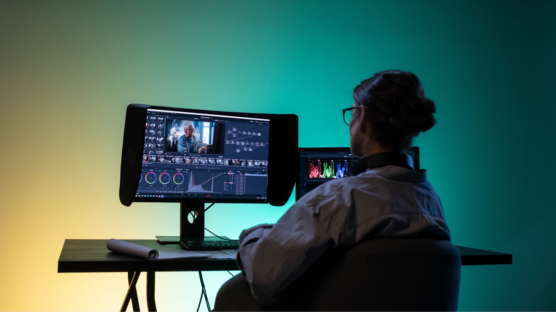 Setup de audio, video e iluminación